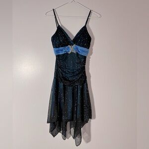vintage y2k deb glitz & glam dark fairy glitter layered dress size small